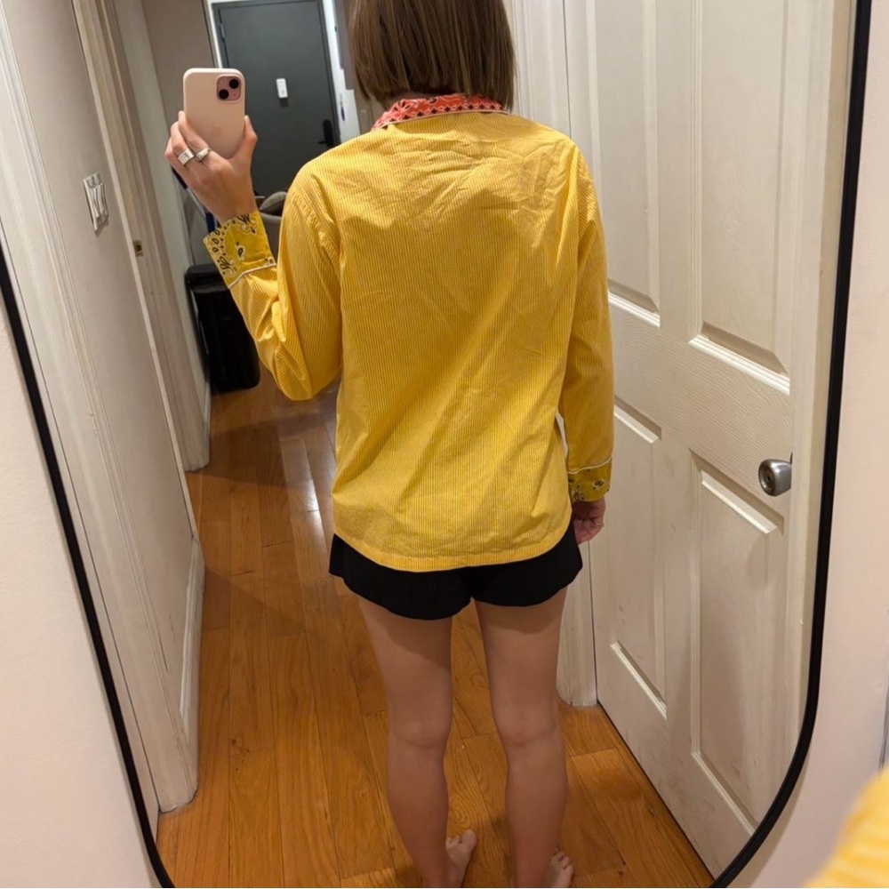 Yellow Button Down Shirt with Paisley‎ Accents - Picture 5 of 5
